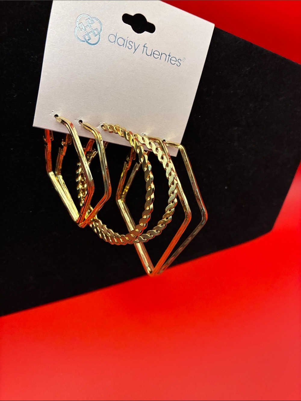 Daisy Fuentes Gold Geometric Hoop Earring Set - Mixed Shapes